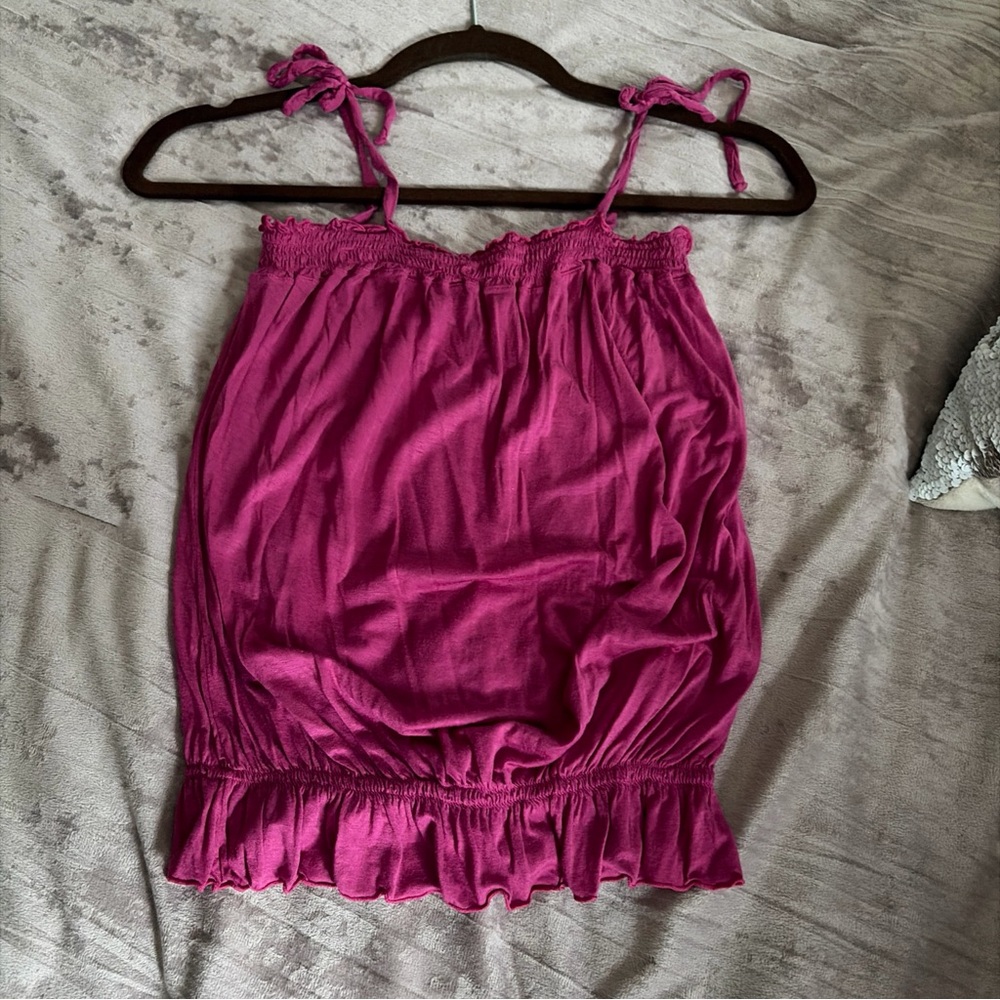 Cosabella Purple Square Neck Spaghetti Strap Ruffle Tank Top Size S